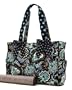 Belvah Quilted Flower Paisley Blue Diaper Bag with Changing Pad (15x10x5.5)