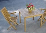 Anderson Teak 35 inch Square Table and Classic Folding Arm Chair Patio Dining Set