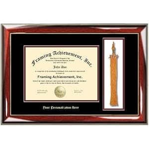 Personalized Gold Embossed Tassel Diploma Frame - Double-matted - University Diploma Frame With Graduation Tassle Box With Personalization By Gold Embossing