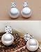 Women White 8-9mm Freshwater Pearl Cubic Zirconia Stud Earrings 925 Sterling Silver by Joyfulshine