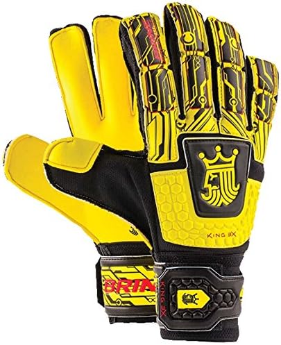 Size 8 Yellow/Black King Match 3X Soccer Goalie Gloves (Pair of 2)