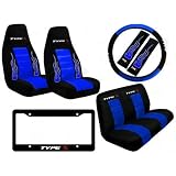 8 Piece Type X Auto Interior Racing Set - Universal Fit High Back Bucket Seat Covers... 