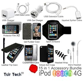 Buy 15 in1 Accessory Bundle Kit 4 iPod Touch 4G 4th Gen Black now!