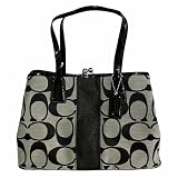 51dugvzdiUL. SL160  COACH SIGNATURE STRIPE FRAMED CARRYALL 13533 black white