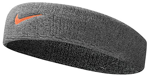 Nike Tennis Swoosh Headband (One Size Fits Most, Medium Base Grey/Turf Orange)