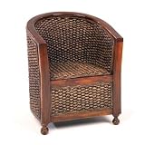 Water Hyacinth Tub Chair with Wooden Arms