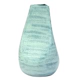 EXP Handcrafted Ocean Blue Triangular Terracotta Vase With Brushed Sky Blue Finish - Circular Base
