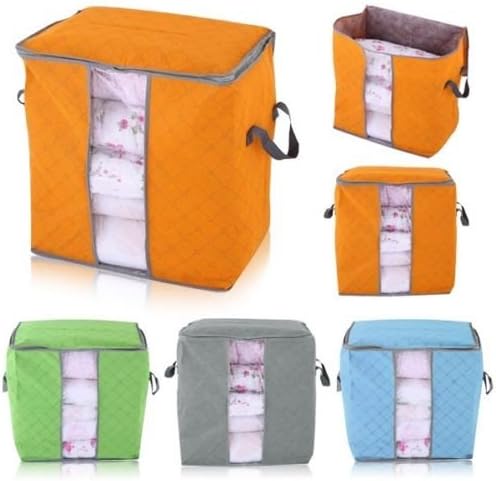 Foldable Storage Bag Clothes Blanket Closet Organizer Pouch Blue L