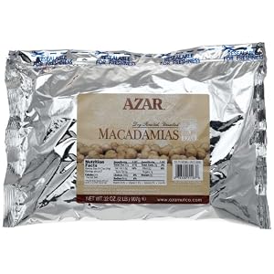Azar Nut Company Macadamia Nuts, Unsalted Whole, Dry Roasted, 32-Ounce Resealable Bag by Azar Nut Company