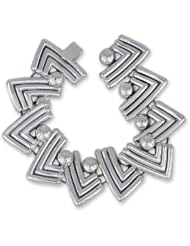 Sterling silver link bracelet, Aztec Victory - Mexican Taxco Silver Link Bracelet