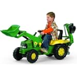 Rolly Junior John Deere Tractor with Front Loader & Rear Excavator