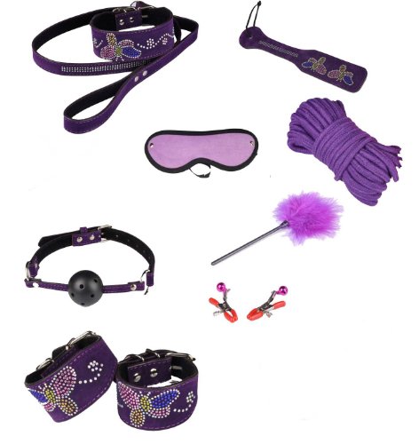 Brightdeal 8pcs Luxy Diamond Rhinestone Butterfly Bondage Kit Under the Bed Bdsm S&m Restraints System + Brightdeal Never Give up Bracelet