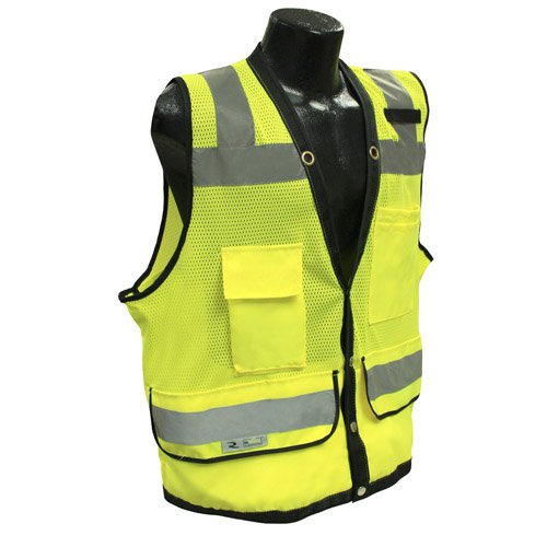 Radian SV59-2ZGD-M Heavy Duty Class 2 Surveyor Vest Hi Vis Green Mesh Med. Snap On Sale