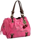 Juicy Couture Velour Rhinestone Cherry Charm Daydreamer Bag Tote Flamingo