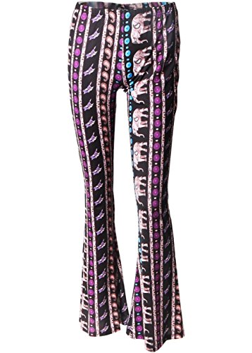 Wink Gal Women Bell Bottom Printed Boho Flare Long Yoga Wide Leg Pants