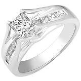 14k White Gold 1.00ctw Princess Cut Diamond Engagement Ring (HI/SI-I1)