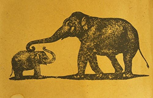Exotic Elegance 2 Pieces Lucky Gift Wrap Mulberry Thai Elephant Family (Mother and Son) Print Antique Color 31.5"x21.5"