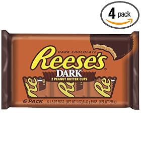 Reese's Dark Chocolate Peanut Butter Cups, 9-Ounce Packages (Pack of 4)