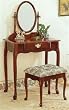 Cherry Vanity Table Set Make Up Mirror Stool