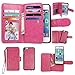 xhorizon Premium Leather Magnetic Detachable Folio Phone Wallet Case with Multiple Card Slots for iPhone 5/5S - Rose Red