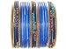 Beachcombers! Ethnic Glass Indian Bollywood Bangles Belly Dance Bracelets Set Blue Gold