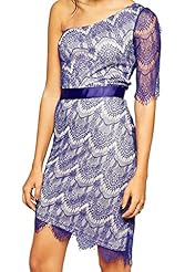 Spring Summer Winter Cocktail Checkered Print Polyester/Spandex Lace One Shoulder Bodycon Dress/Party Dress 