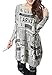 ellazhu Women Baggy Newspaper Print Knit Pullover Dress OneSize SZ25 Grey