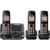 Panasonic KX-TG7623B DECT 6.0 Link-to-Cell via Bluetooth Cordless Phone, Black, 3 Handsets
