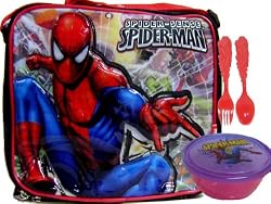 Spider Man Web-Head Lunch Box Snack Container + Fork & Spoon Set