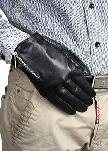 Peacesea Men's Stylish Nappa Leather Luxury Casual Driving Soft Gloves Black-2XL