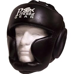Piranha Gear Leather head guard w/ chin and cheek padding