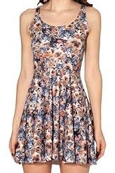 Tank Floral Print Polyester/Spandex Fitted Bubble Dress Flared-Skirt Bodycon Dress/Club Dress/Party Dress 