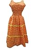 Womans Printed Dress Sleeveless Maxi Dresses Orange