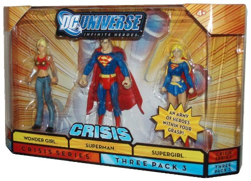  Mattel DC Universe Infinite Heroes Crisis Series Three Pack 4 Inch Tall Action Figures #3 - Wonder Girl, Superman and Supergirl