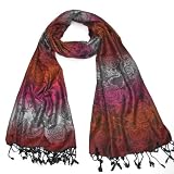 Floral Beautiful Rose Pashmina Scarf for Women - Jacquard pashmina shawl - Pink, Purple, Red, Grey, Colourful
