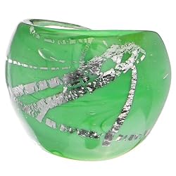 Handmade Green Silver Graffiti Glass Ring