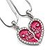 Soulbreezecollection Best Friends Forever BFF Pink Heart Necklace Pendant Enamel Engraved Letters