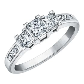 Diamond Engagement Ring and Three Stone Anniversary Ring 1 Carat Diamond Engagement Ring and Three Stone Anniversary Ring 1 Carat (ctw) in 14K White Gold (Certified)