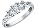 Jewelry : Diamond Engagement Anniversary Three Stone Ring 1 Carat (ctw) Princess Cut in 14K White Gold (Certified)