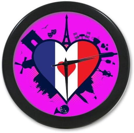 Home Decorative Custom Paris Eiffel Tower With Love Heart Celebrating Elegant Wall Clock