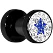 4 Gauge Blue Star Ferido Crystal Acrylic Screw Fit Tunnel