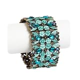 Antique Gold Turquoise Crystal and Stone Bangle Bracelet Fashion Jewelry