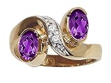 1.02 cts Genuine Amethyst and Diamond Ring - 14kt White or Yellow Gold