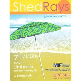 Shed Rays Beach Umbrella 7ft/2.1336m with 360 Rotating Tilt