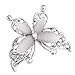 JQUEEN Multilayer 3D Butterfly Silver Plated Marquise Opal Crystal Rhinestone Brooch Pin Jewelry