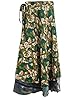 Vintage Silk Wrap Dress Skirt Indian Double Layer Green Reversible Maxi Skirts