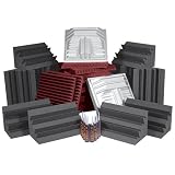 Auralex PROPLUSCHA/BUR 36- 2'x2'x2 Wedge Panels-Burgundy; 12- LENRD Bass Traps-Charcoal; 8- T'Fusor diffusor and adhesive