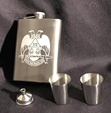 Mason's Masonic Scottish Rite Stainless Steel Hip Flask Gift Set