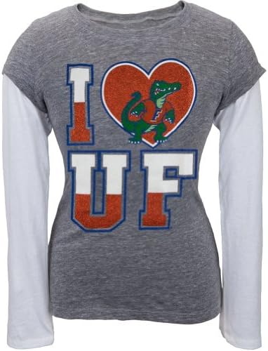 Florida Gators - Glitter I Heart Girls Youth Soft Long Sleeve 2fer - Youth 12