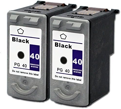 AOODOO Remanufactured Canon PG 40 Ink Cartridge (2 Black) Used in PIXMA IP1600 MX300 MX310 MX470 MP210 MP160 MP460 MP470 Printer
